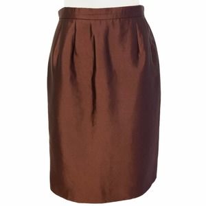 Pamela Dennis Couture Vintage Silk Skirt Shimmering Rust Size 10